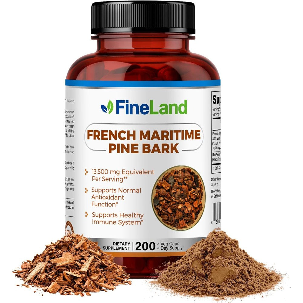 FineLand French Maritime Pine Bark Extract 450mg bottle front view premium antioxidant supplement.