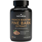 NATUREBULK French Maritime Pine Bark Extract 120 vegan capsules front view bottle