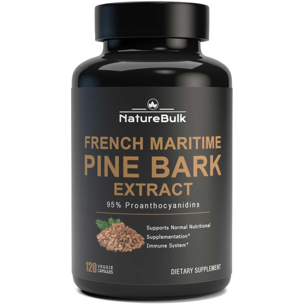 NATUREBULK French Maritime Pine Bark Extract 400 mg 120 vegan capsules front view premium antioxidant supplement