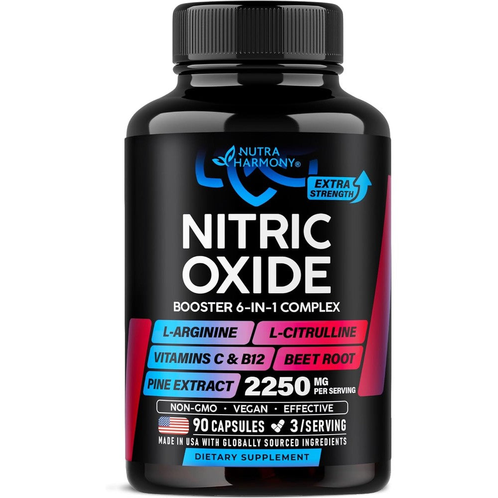NutraHarmony Nitric Oxide Booster 90 capsules front product view