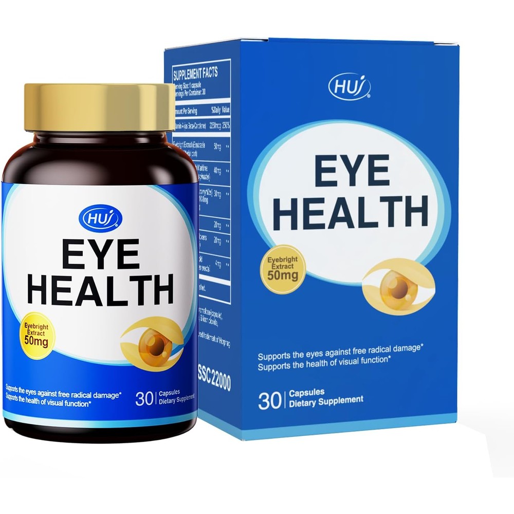 Intelligent Formula HUJ Eye Health 30 capsules bottle front view showing blue light protection benefits.