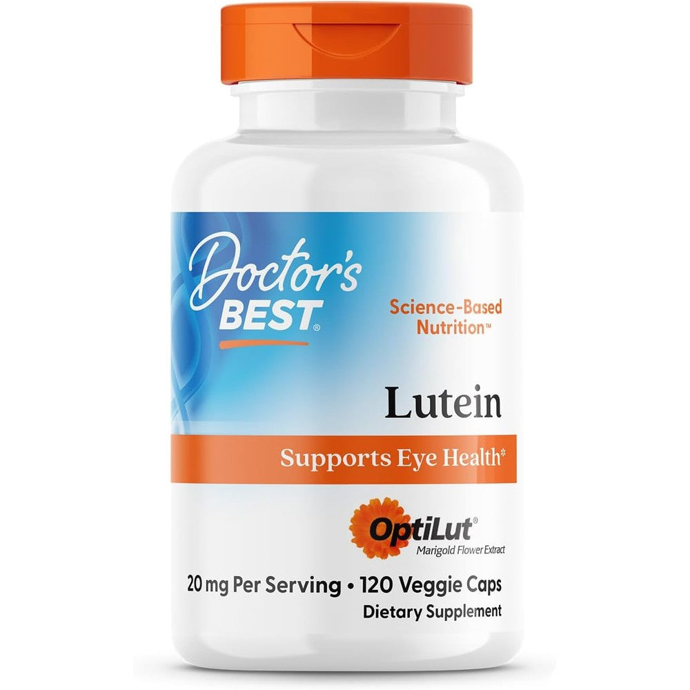 Doctor's Best Lutein 20mg bottle front view for eye health
