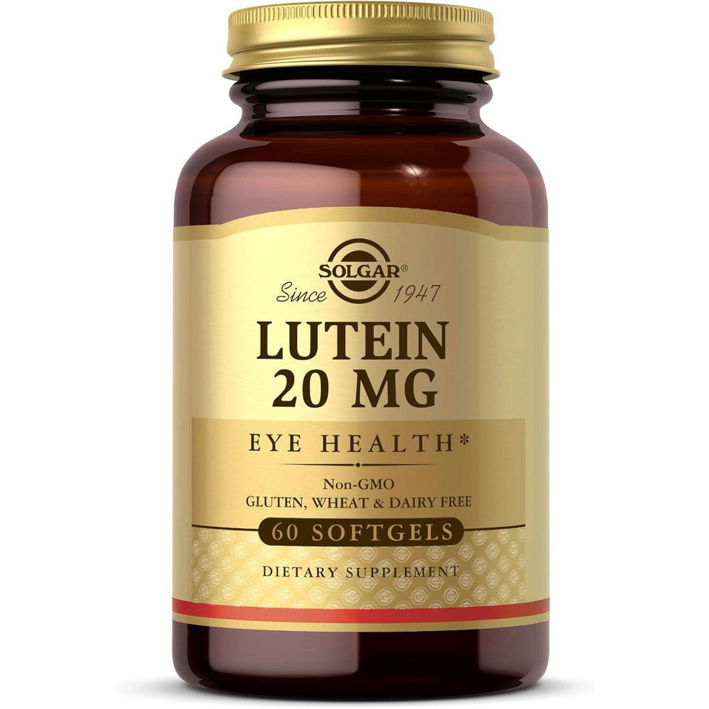Solgar Lutein 20 mg 60 Softgels front view bottle