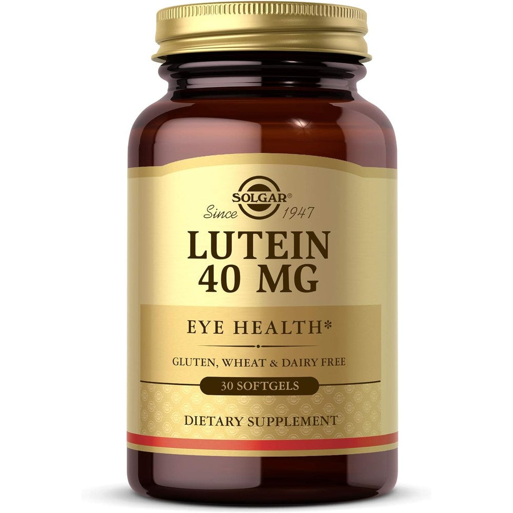 Solgar Lutein 40 mg softgels front view for eye health