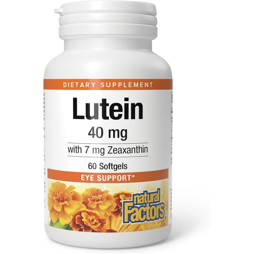 Natural Factors Lutein 40 mg softgels front view for eye health