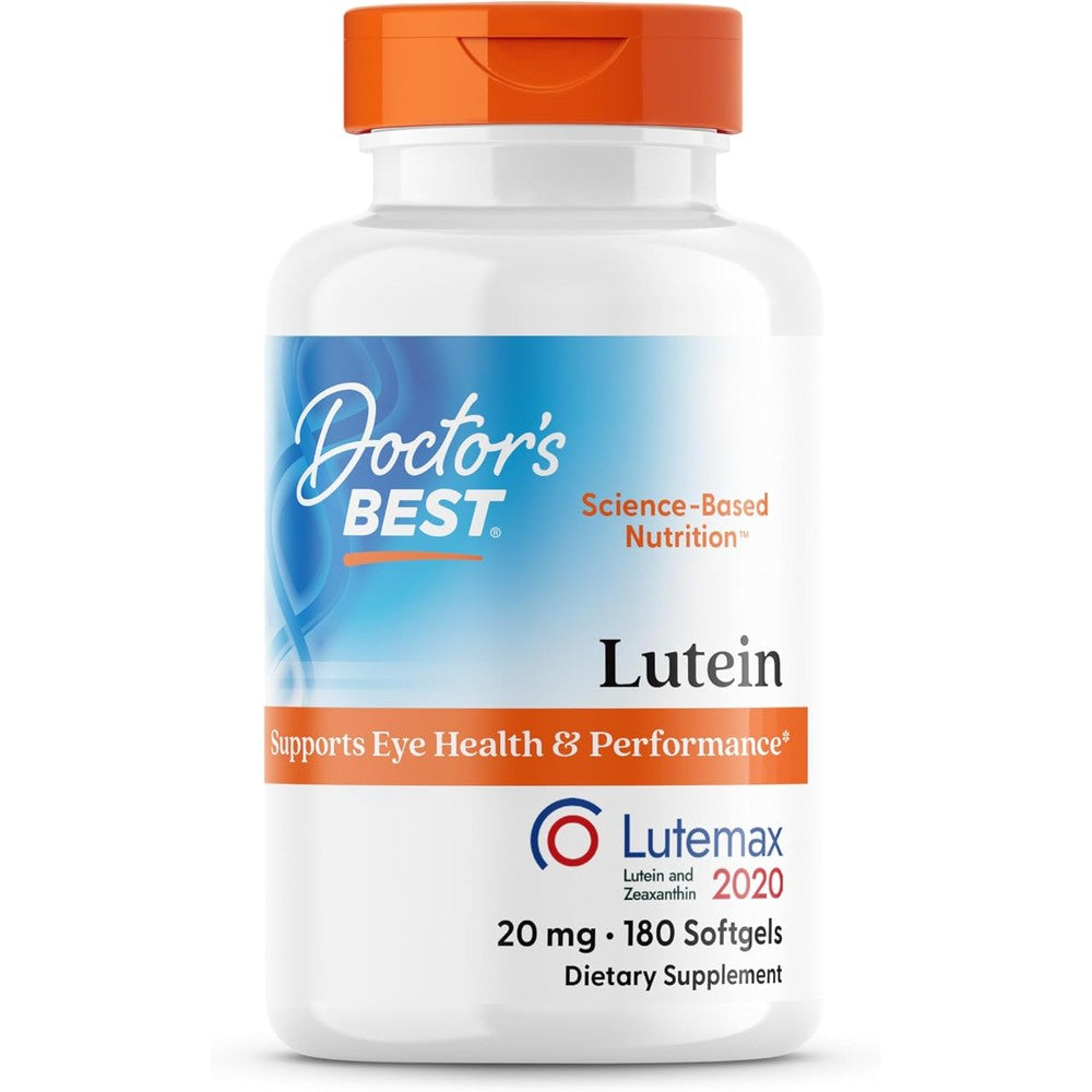 Doctor's Best Lutein with Lutemax 2020 bottle front view for eye health