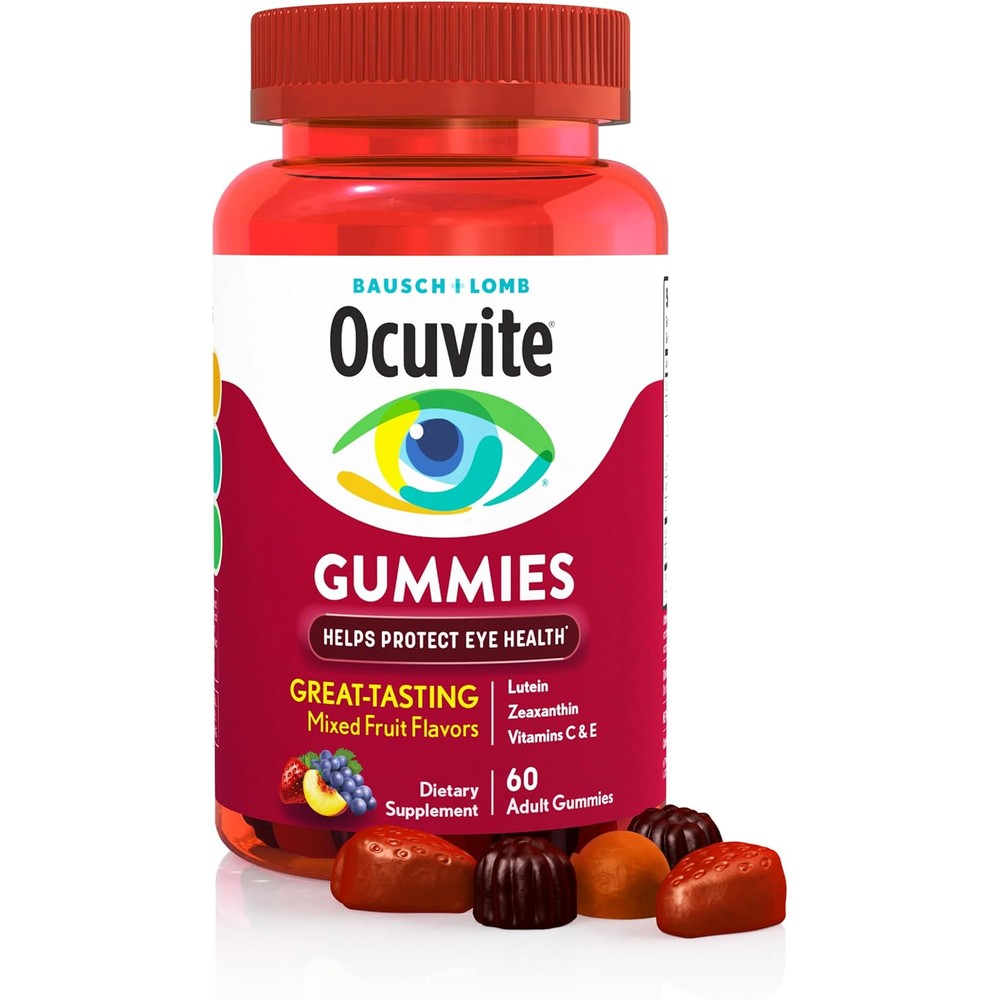 Ocuvite Eye Vitamin And Mineral Supplement Gummy front view bottle packaging