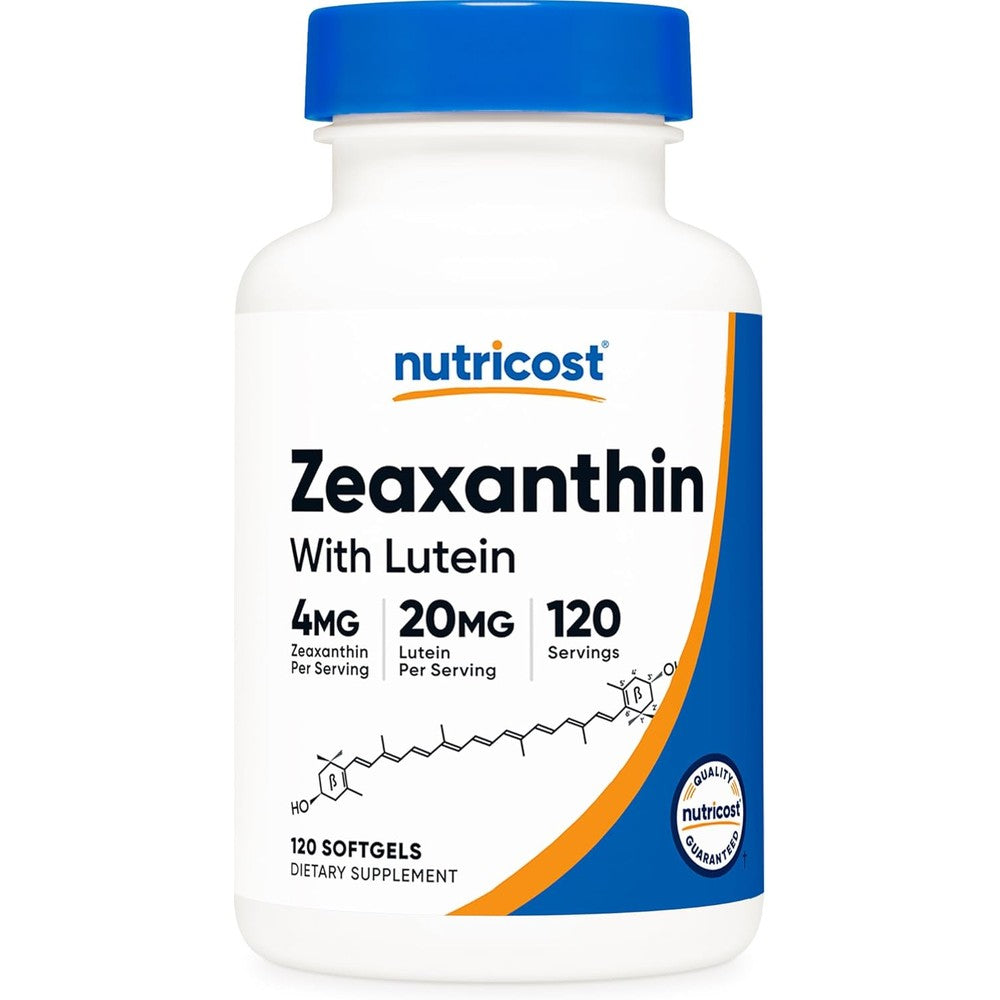 Nutricost Zeaxanthin with Lutein front view bottle package eye health supplement