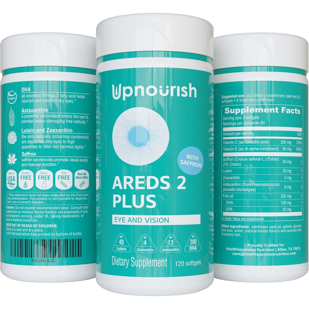 UpNourish AREDS 2 Plus Eye Vitamin Supplement bottle front view