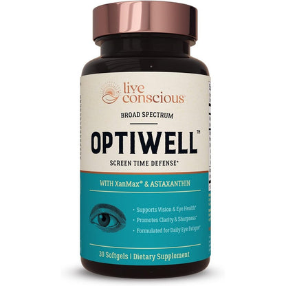 Live Conscious OptiWell Eye Vitamins 30 softgels bottle front view