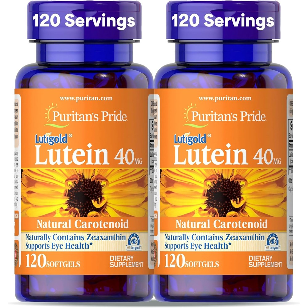 Puritan's Pride Lutigold Lutein 40mg softgels front view bottle