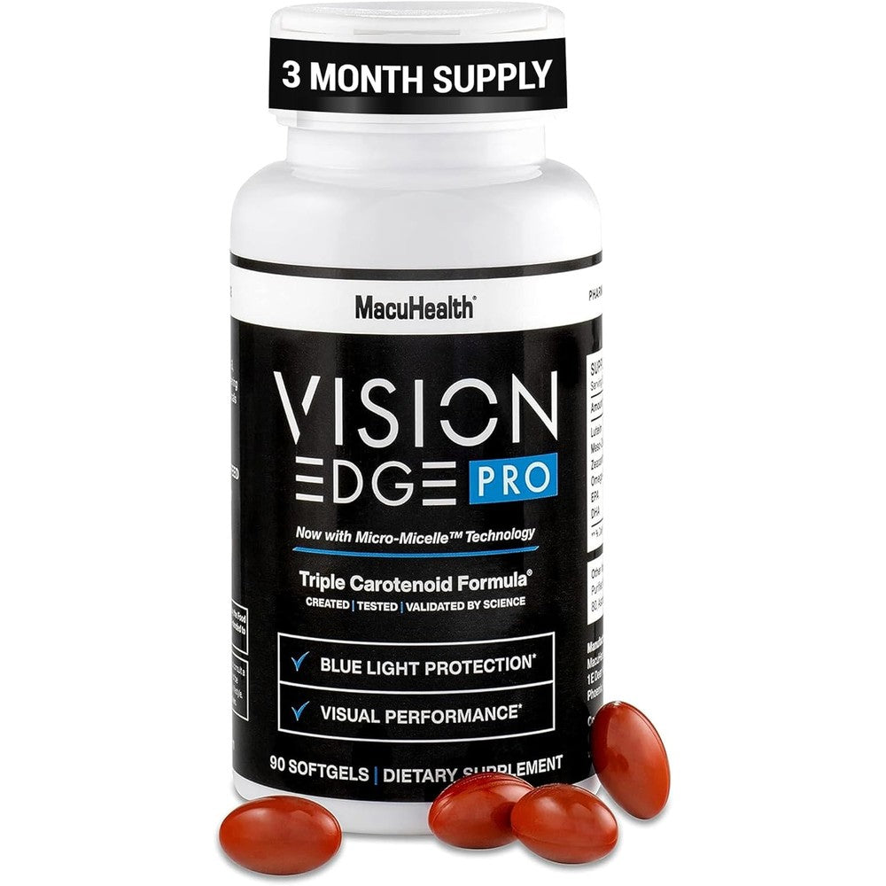 Macuhealth Vision Edge Pro Eye Supplement For Athletes With Lutein Zeaxanthin And Meso-Zeaxanthin 90 Softgels 3 Month Supply - Image 1