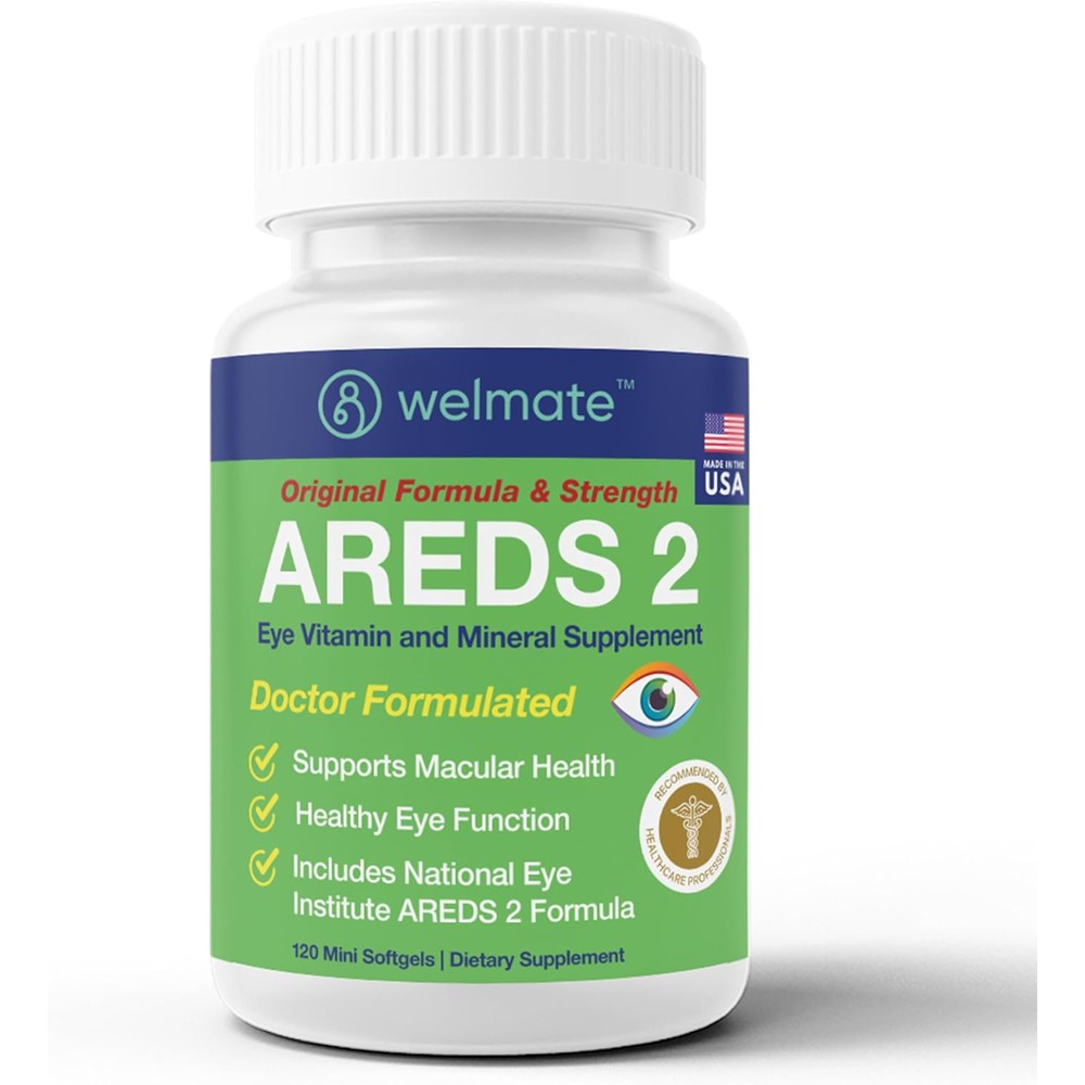 Welmate AREDS 2 eye vitamin and mineral supplement bottle front view