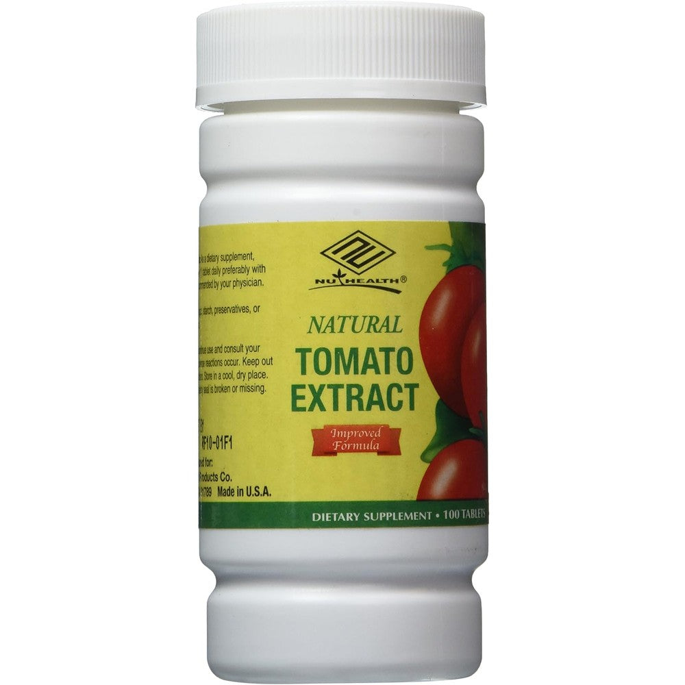 Nu-Health Natural Tomato Extract 100 tablets front view bottle for antioxidant support