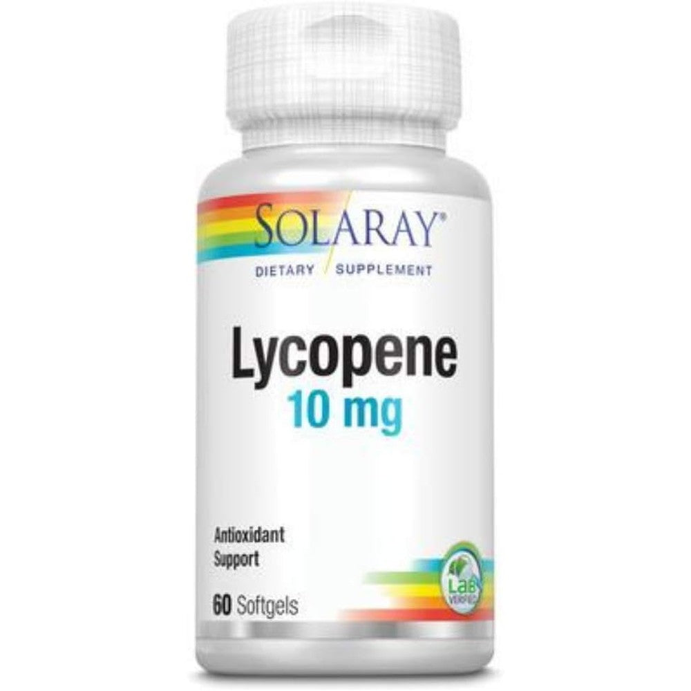 Solaray Lycopene 10mg 60 softgels front view authentic USA imported antioxidant supplement bottle