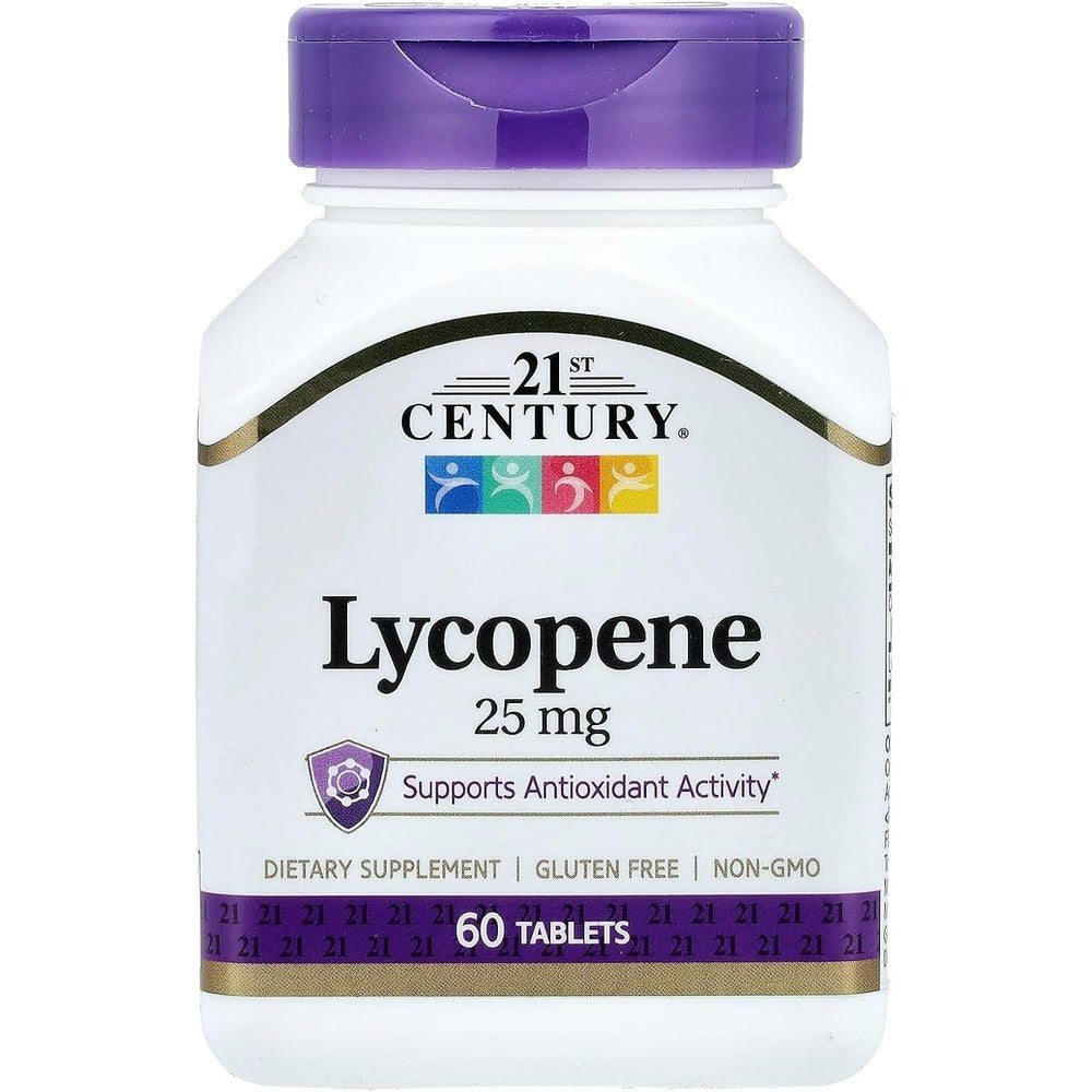 21st Century Lycopene 25 mg Tablets front view bottle antioxidant supplement