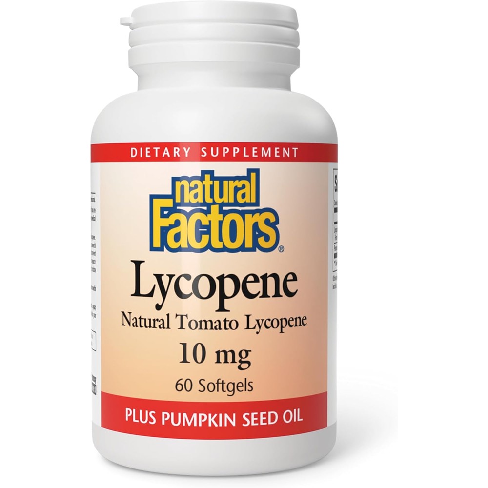 Natural Factors Lycopene 10 mg 60 softgels front bottle view authentic supplement