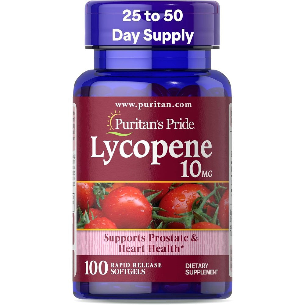 Puritan's Pride Premium Lycopene 10mg front view bottle packaging