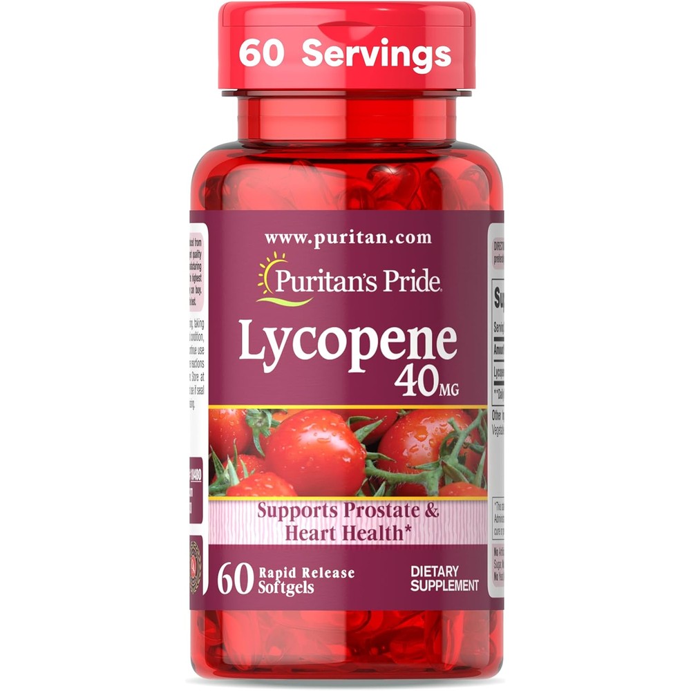 Puritan's Pride Lycopene 40 mg front view bottle packaging
