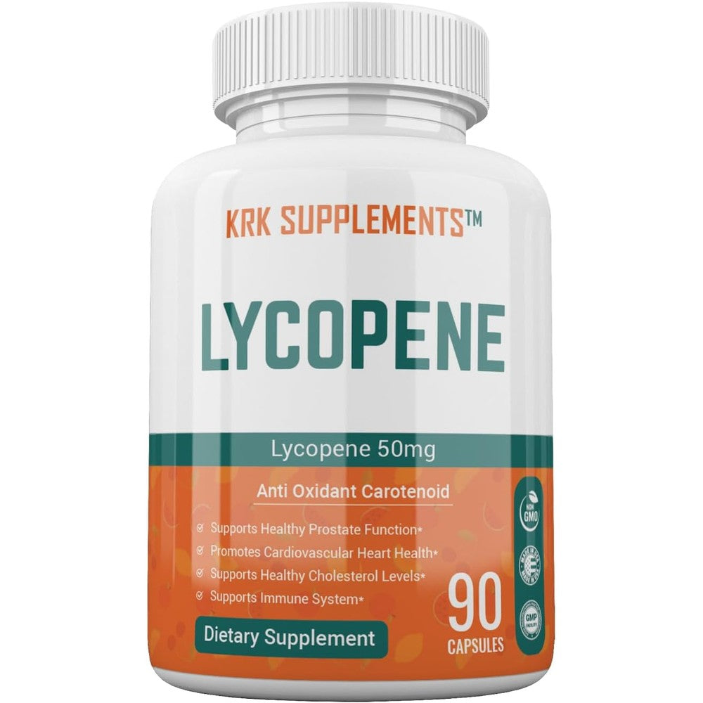 KRK Supplements Lycopene 50mg 90 Capsules front bottle view for prostate health support