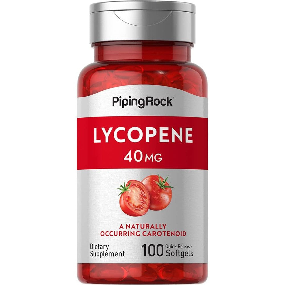 Piping Rock Lycopene 40mg 100 Softgels front view bottle