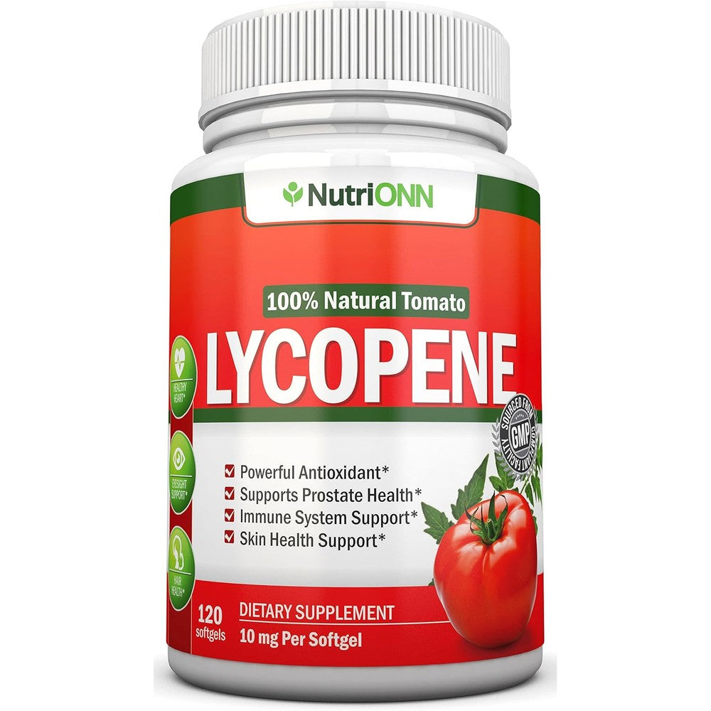 NutriONN Lycopene 10mg softgels bottle front view supplement