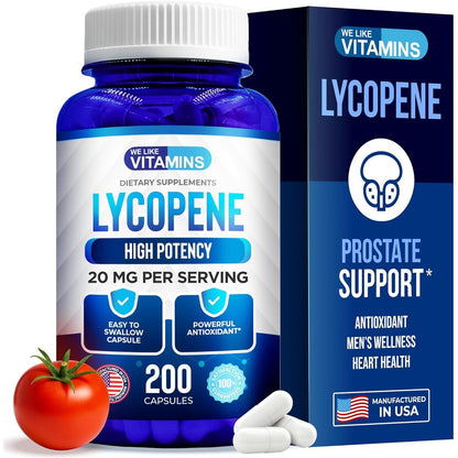 We Like Vitamins Lycopene Supplements for Men two hundred capsules front view