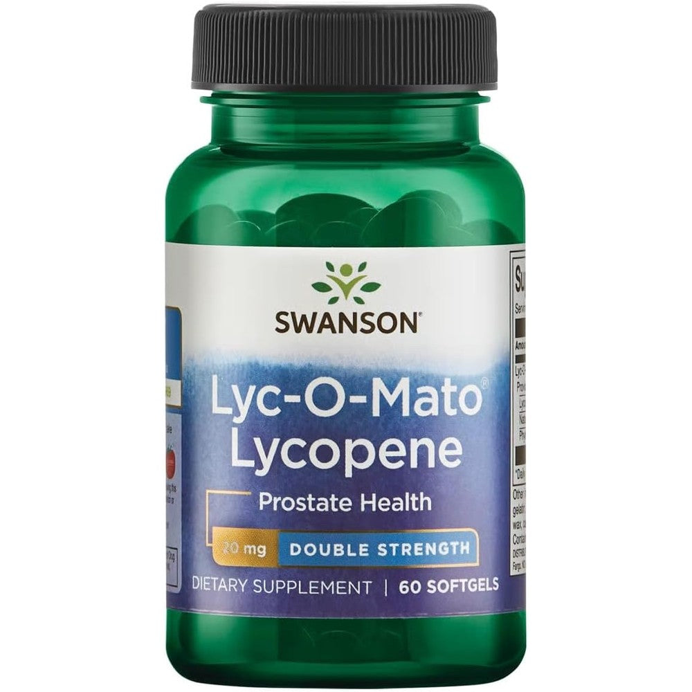 Swanson Double-Strength LYC-O-Mato Lycopene 20 mg 60 Softgels front view bottle