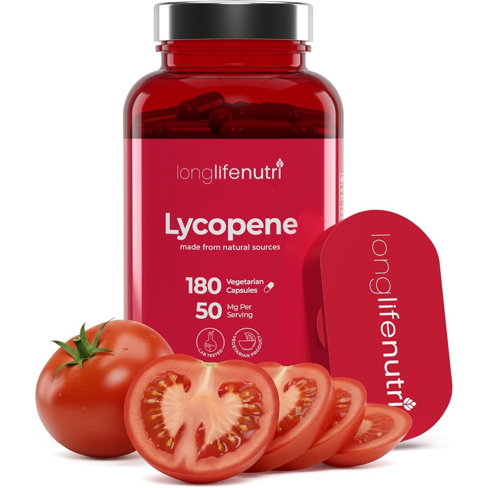 LongLifeNutri Lycopene 50mg vegetarian capsules bottle front view supplement