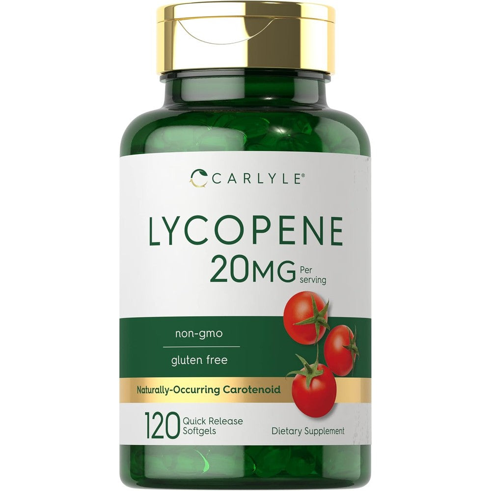 Carlyle Lycopene 20mg 120 Softgels front view antioxidant supplement