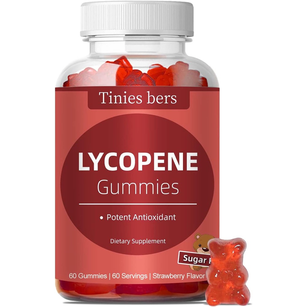 Tinies Bers Lycopene Supplement 40 mg bottle front view showing strawberry flavor details