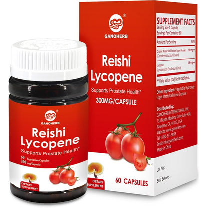 Ganoherb Lycopene Supplement for men bottle front view showcasing prostate health benefits