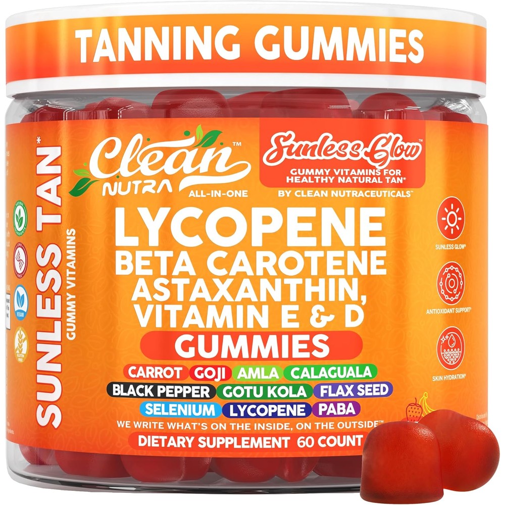 Clean Nutraceuticals Sunless Glow tanning gummies front product view