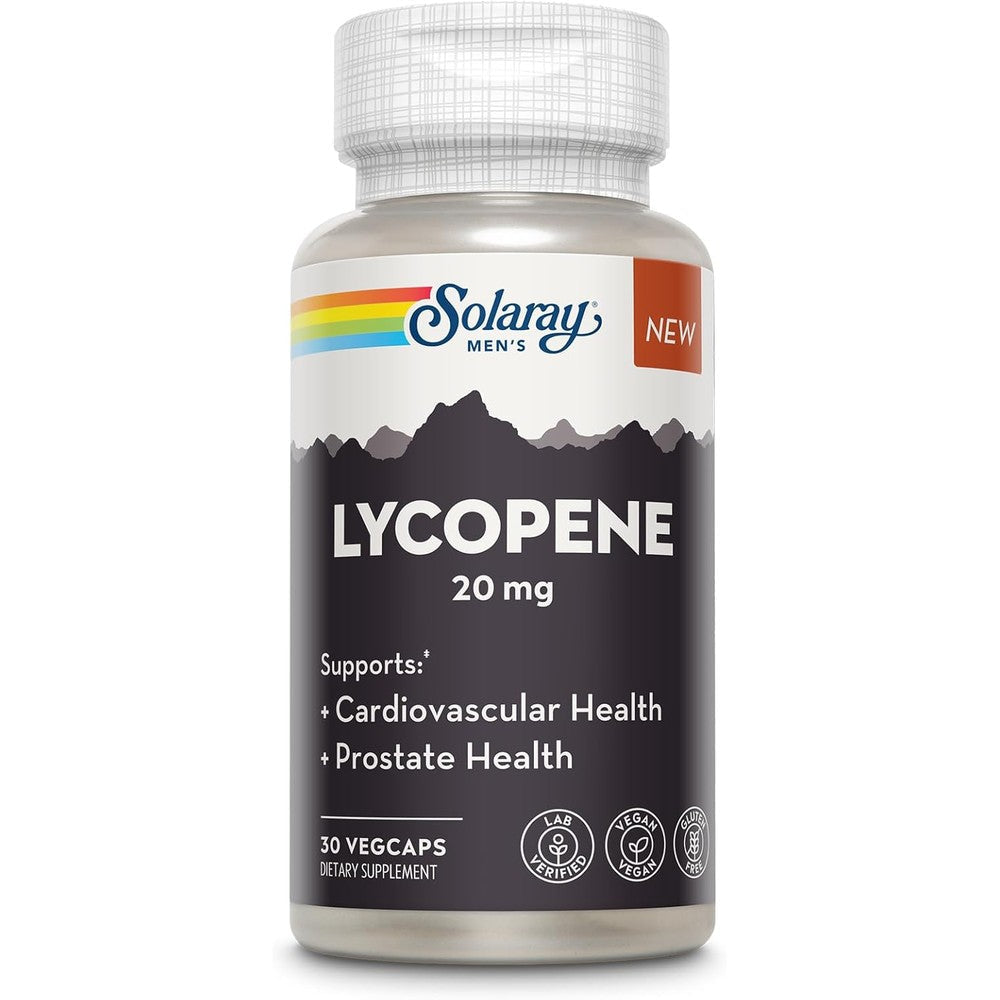 Solaray Lycopene 20mg supplement front view bottle for prostate health