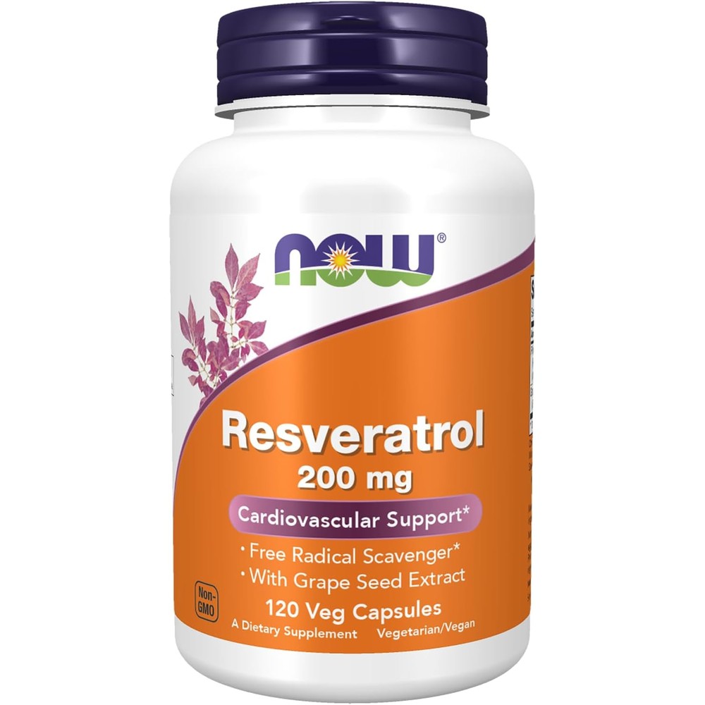 Now Foods Natural Resveratrol 200mg front bottle view