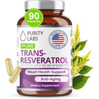 Purity Labs trans resveratrol supplement bottle front view organic antioxidant