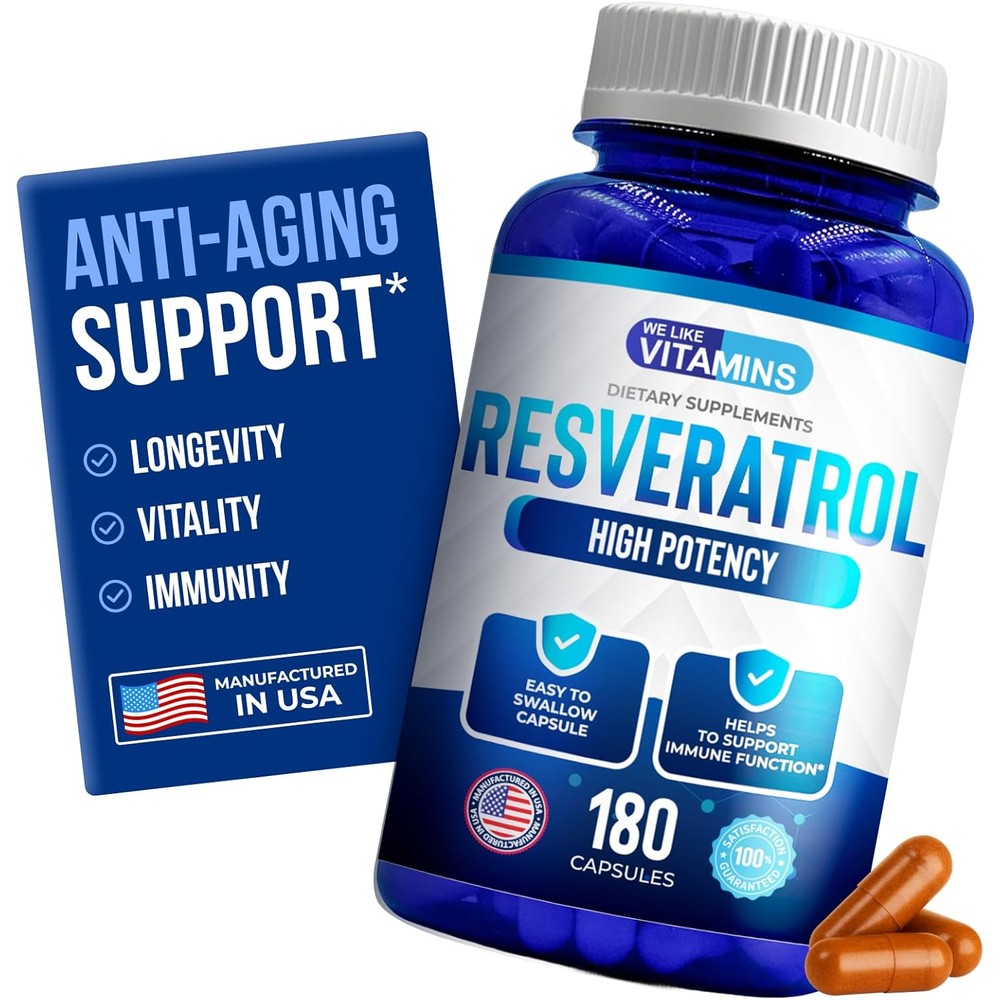 We Like Vitamins Resveratrol 1000mg 180 Capsules front view