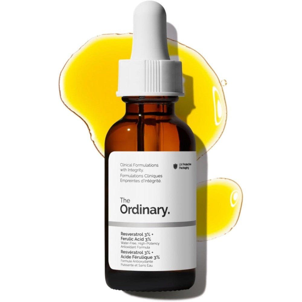 Ferulic acid serum by The Ordinary for potent antioxidant protection and skin radiance.