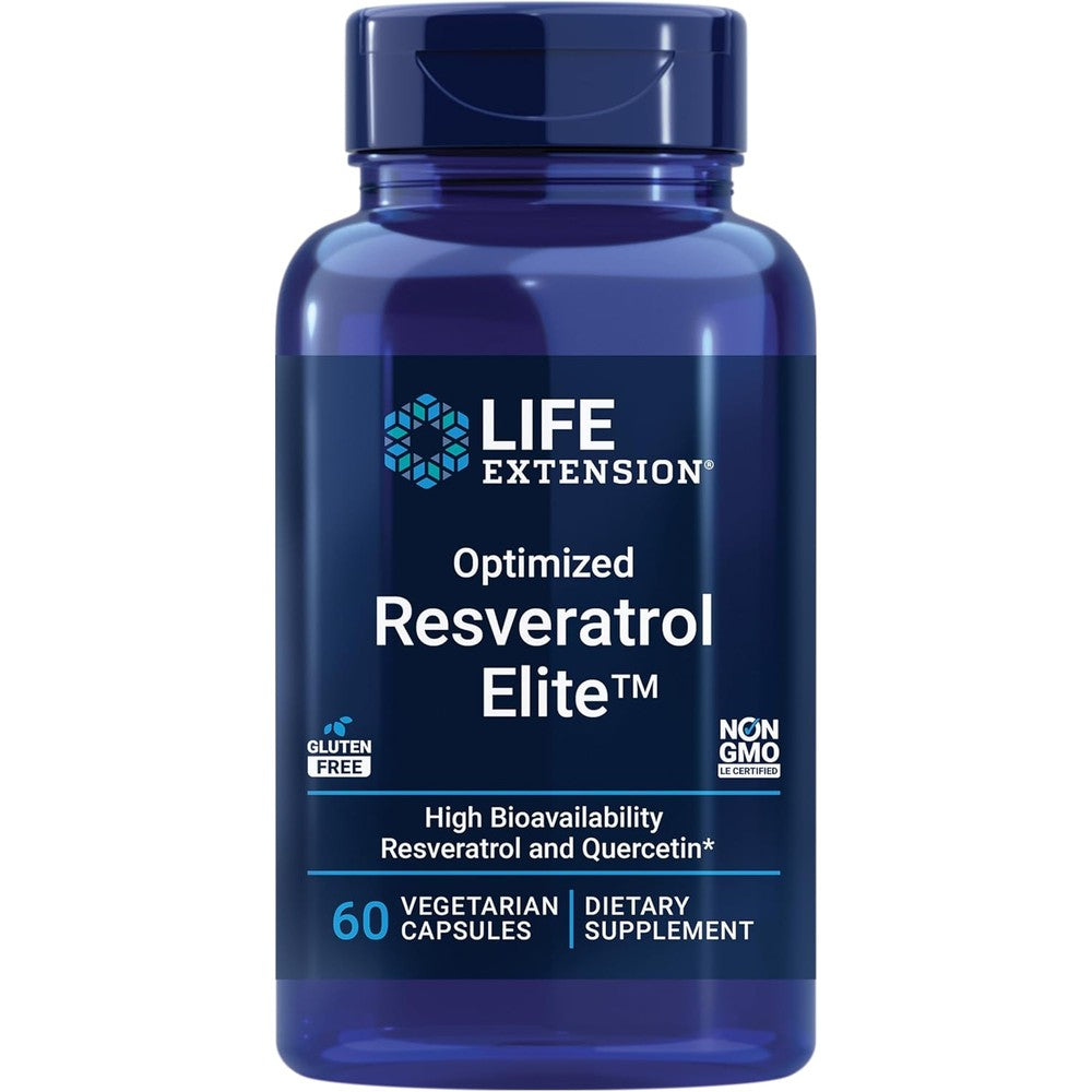 Life Extension Optimized Resveratrol Elite front view supplement bottle