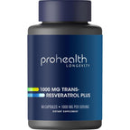 ProHealth Resveratrol 1000mg pure trans-resveratrol capsules front view bottle container