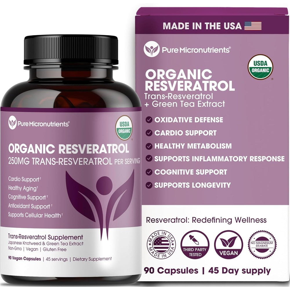 Pure Micronutrients Organic Resveratrol front view bottle