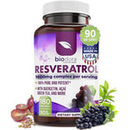Biodora Resveratrol 1600 milligrams supplement bottle front view