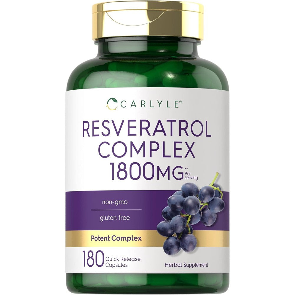 Carlyle Resveratrol 1800mg supplement bottle front view