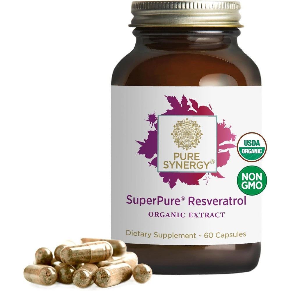 Pure Synergy SuperPure Resveratrol Extract 60 capsules bottle front view