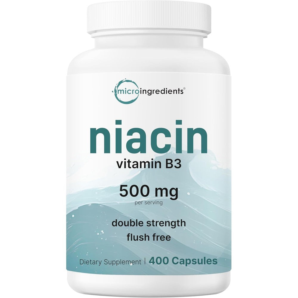 Micro Ingredients Niacin 500mg 400 Capsules front bottle view