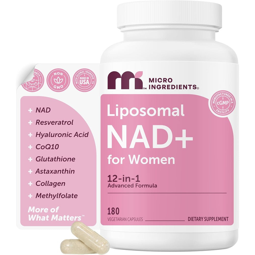 Micro Ingredients Liposomal NAD+ for women capsules with resveratrol and glutathione