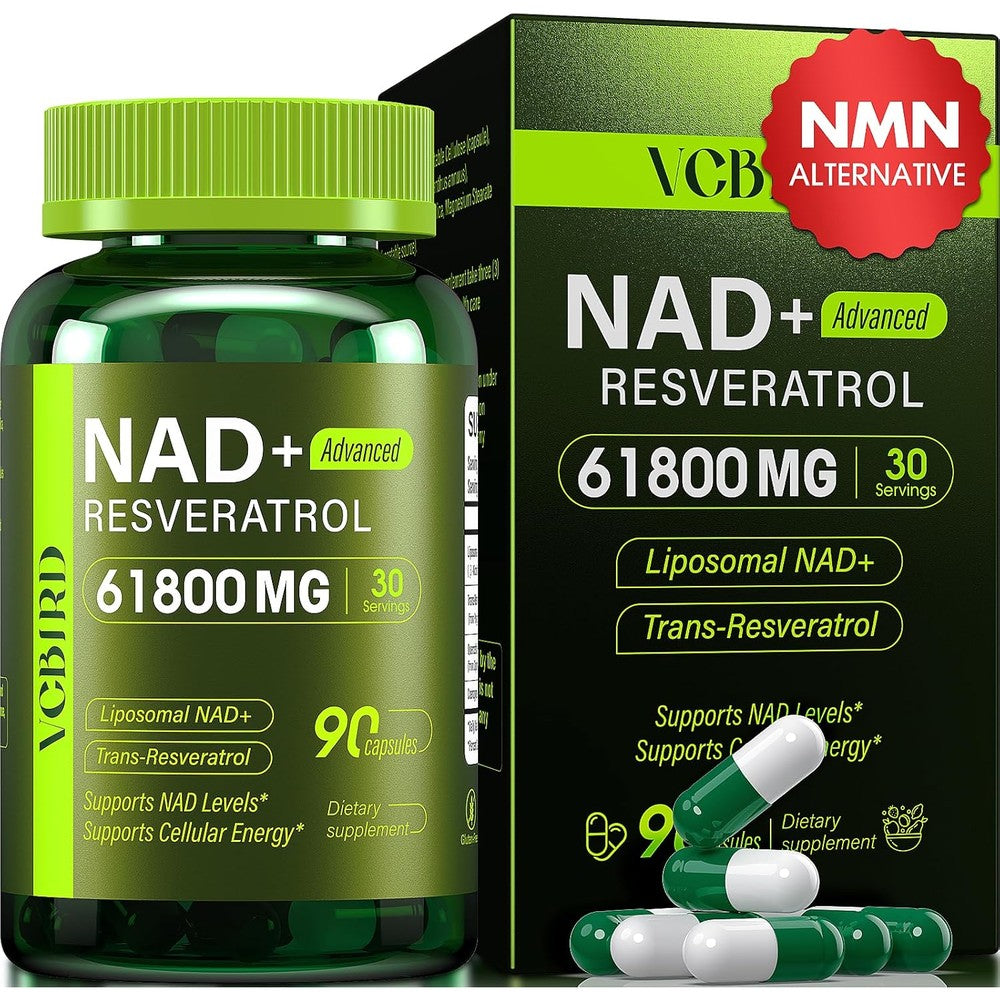 VCBIRD NAD Plus Resveratrol supplement bottle front view