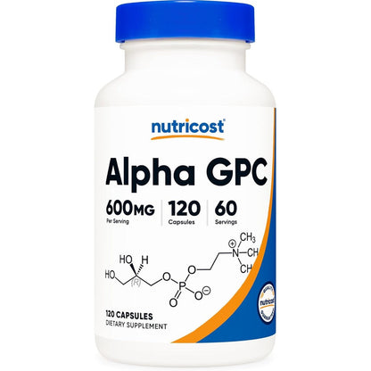 Nutricost Alpha GPC 600mg capsules for cognitive function and mental focus support