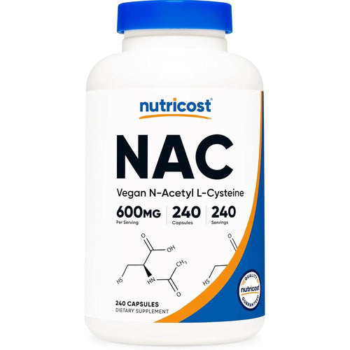 Nutricost NAC N-Acetyl L-Cysteine 600mg capsules for antioxidant wellness support