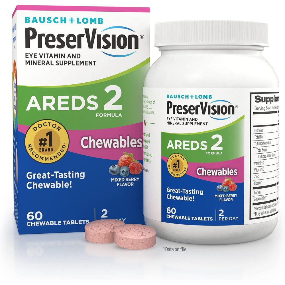PreserVision Areds 2 chewable eye vitamins bottle front view